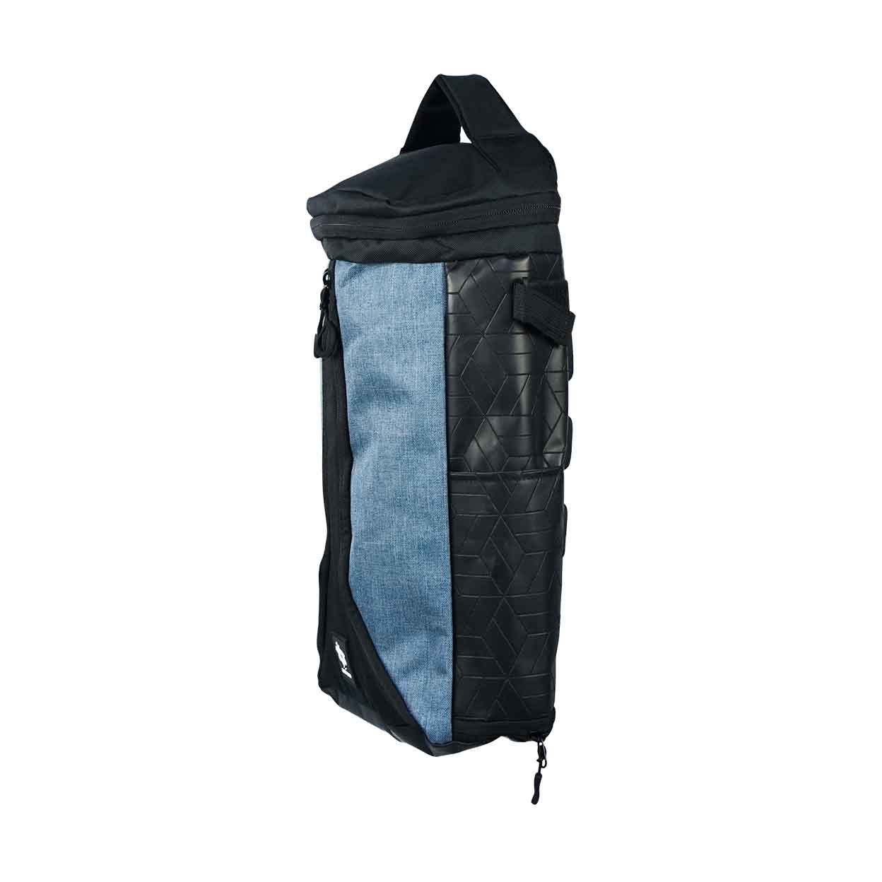 left side of the blue Gryphon Mini Freddie Backpack