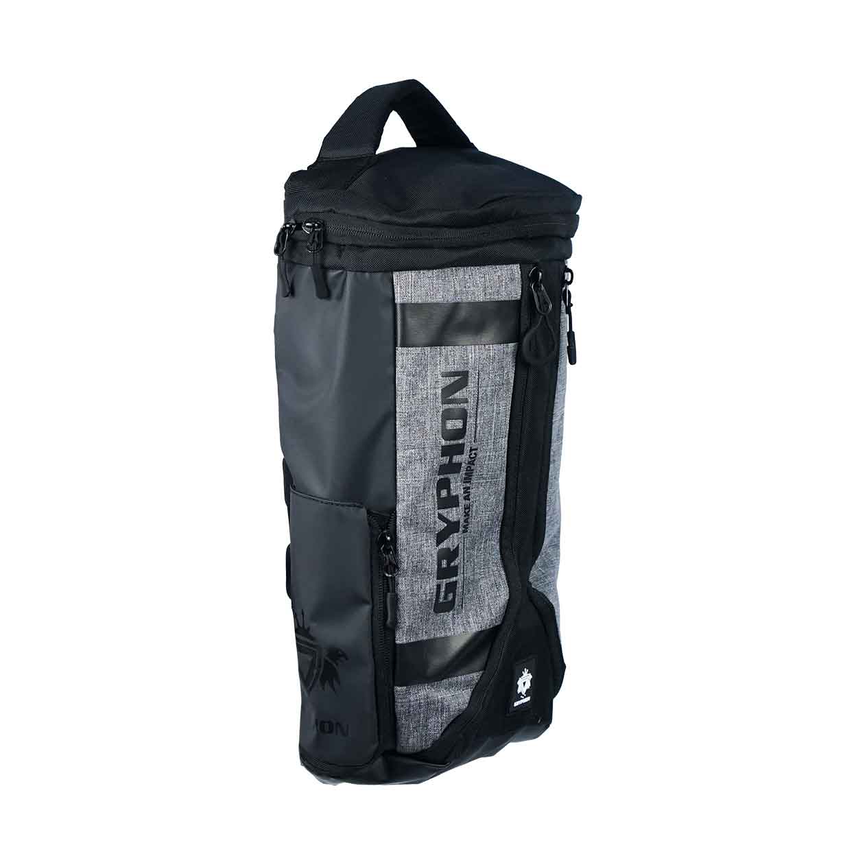 right side of the grey Gryphon Mini Freddie Backpack