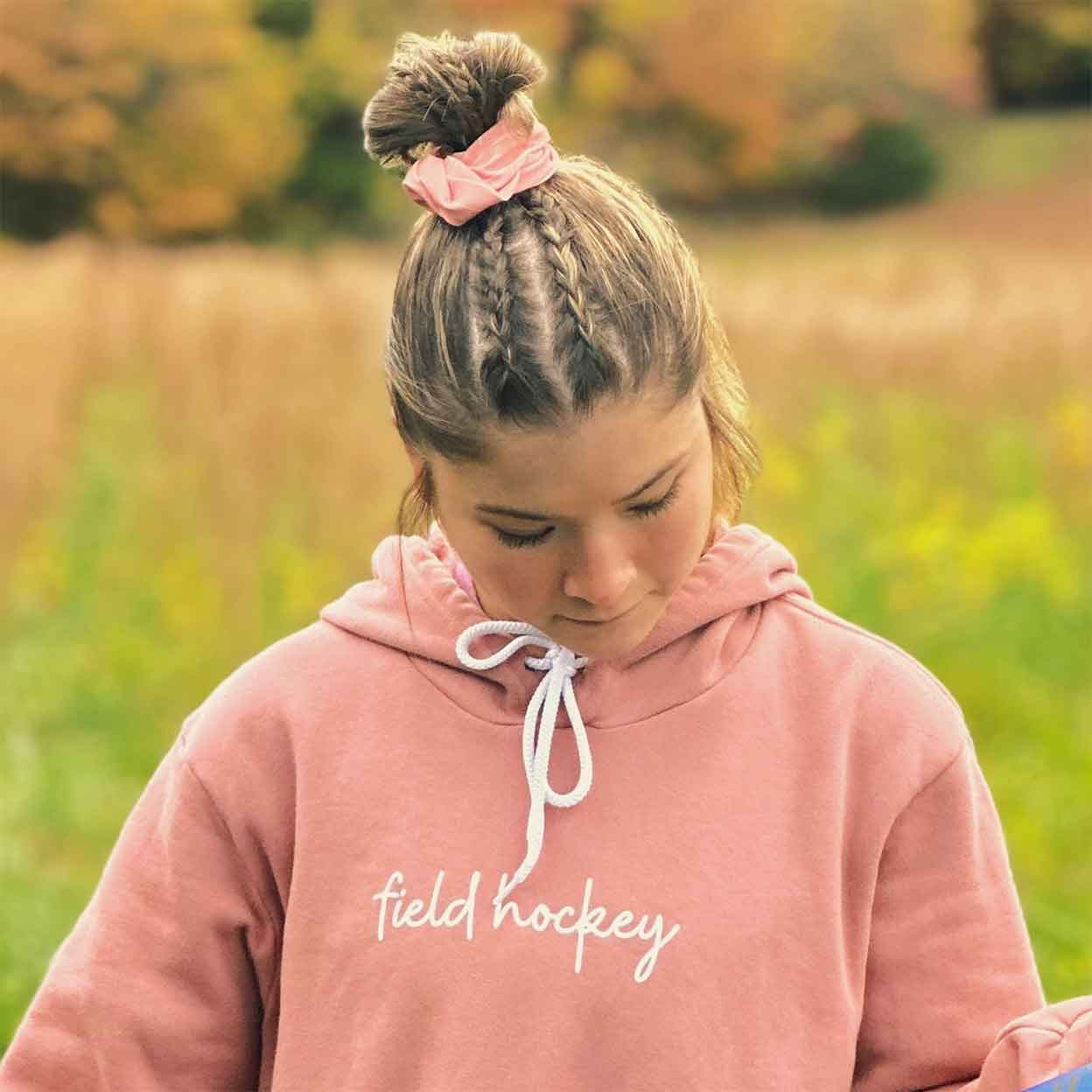 Girl wearing the Field Hockey Scrunchie in her hair