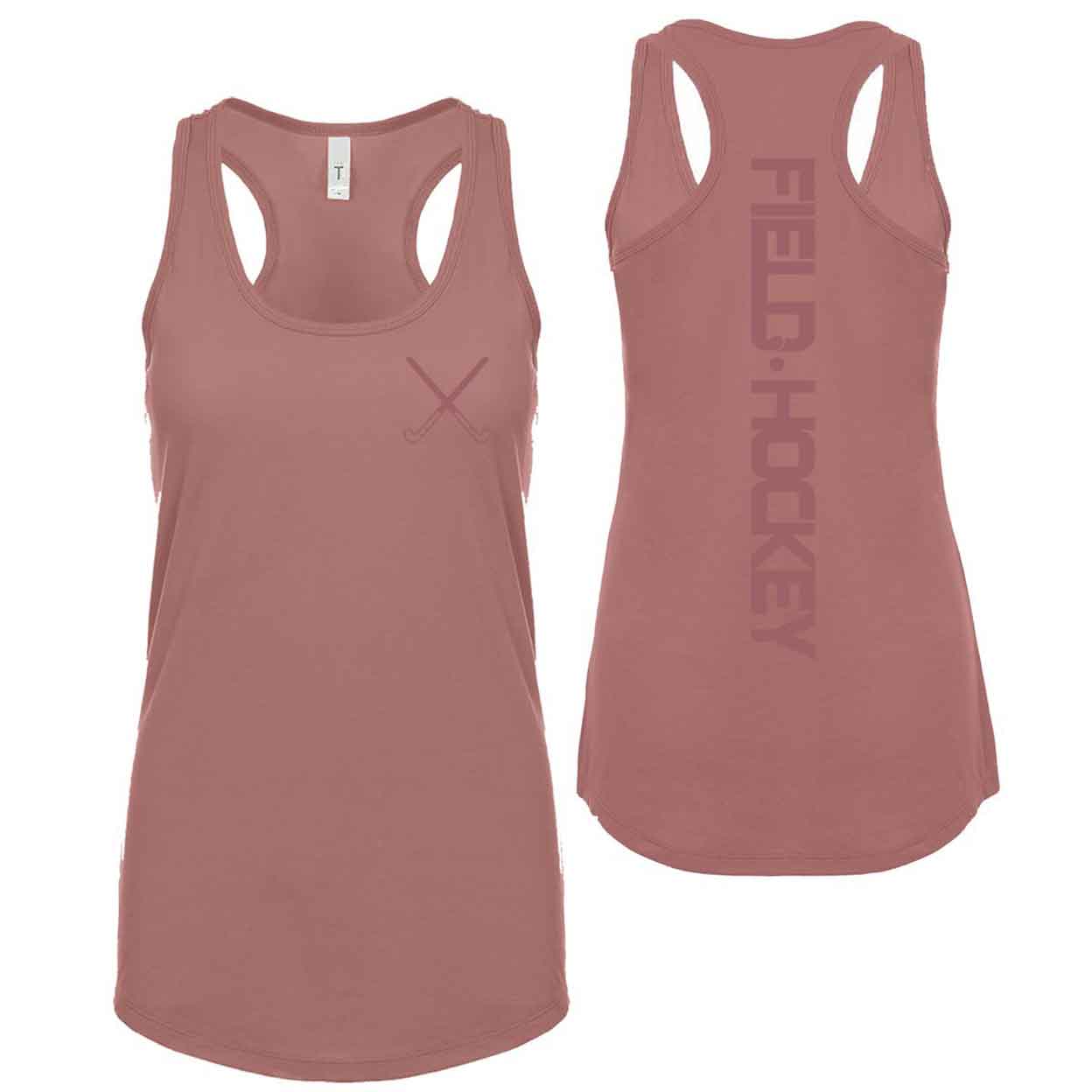 front and back of the rose Field Hockey Racerback Tank